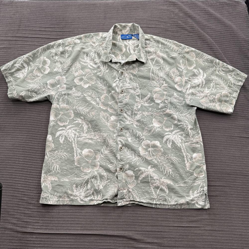 Ocean Pacific Shirt Mens XL Multi Color Hawaiian Floral Palm Button Up Casual